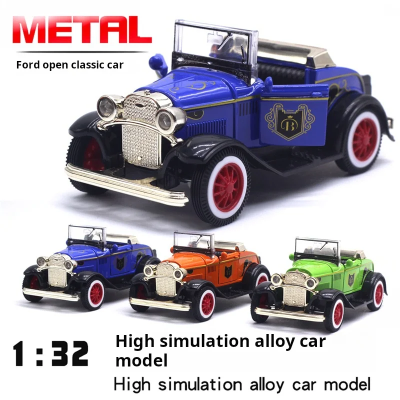 1/32 Classic Vintage Convertible Car Model Alloy Vehicle Children\'s Toy Die Cast Alloy Car Christm