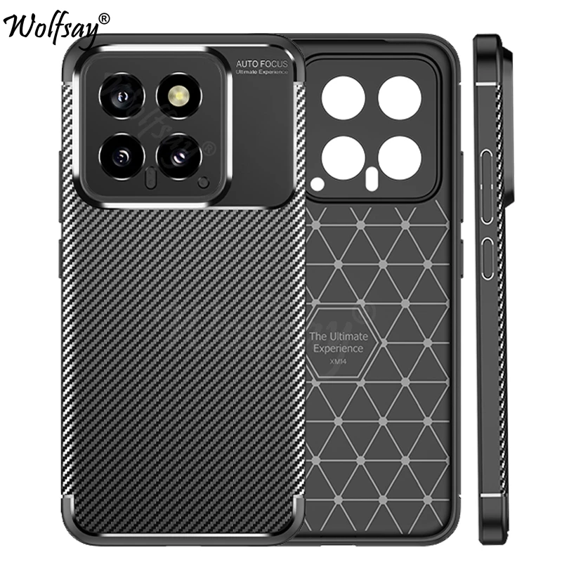 For Xiaomi 14 Case Bumper Shockproof Anti-knock Soft TPU Silicone Carbon Fiber Back Cover For Xiaomi 14 Case For Xiaomi 14 Mi 14