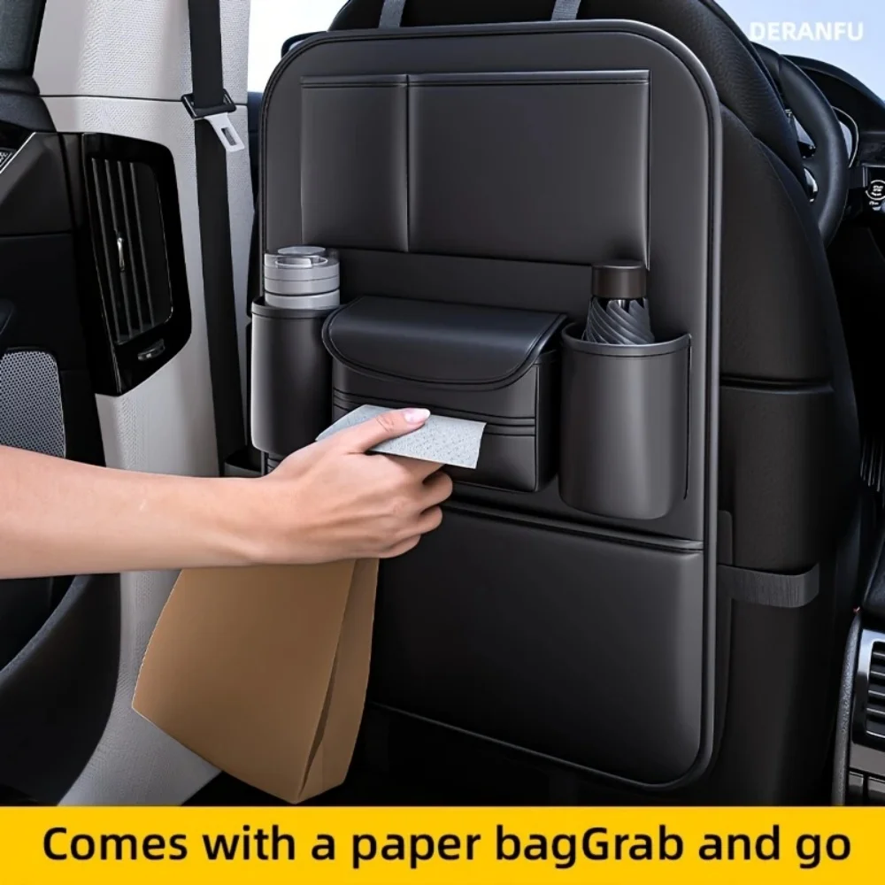 Borsa portaoggetti per schienale per seggiolino auto: borsa portaoggetti multifunzionale con porta tablet, portabicchieri e borsa a rete per riporre l'auto.