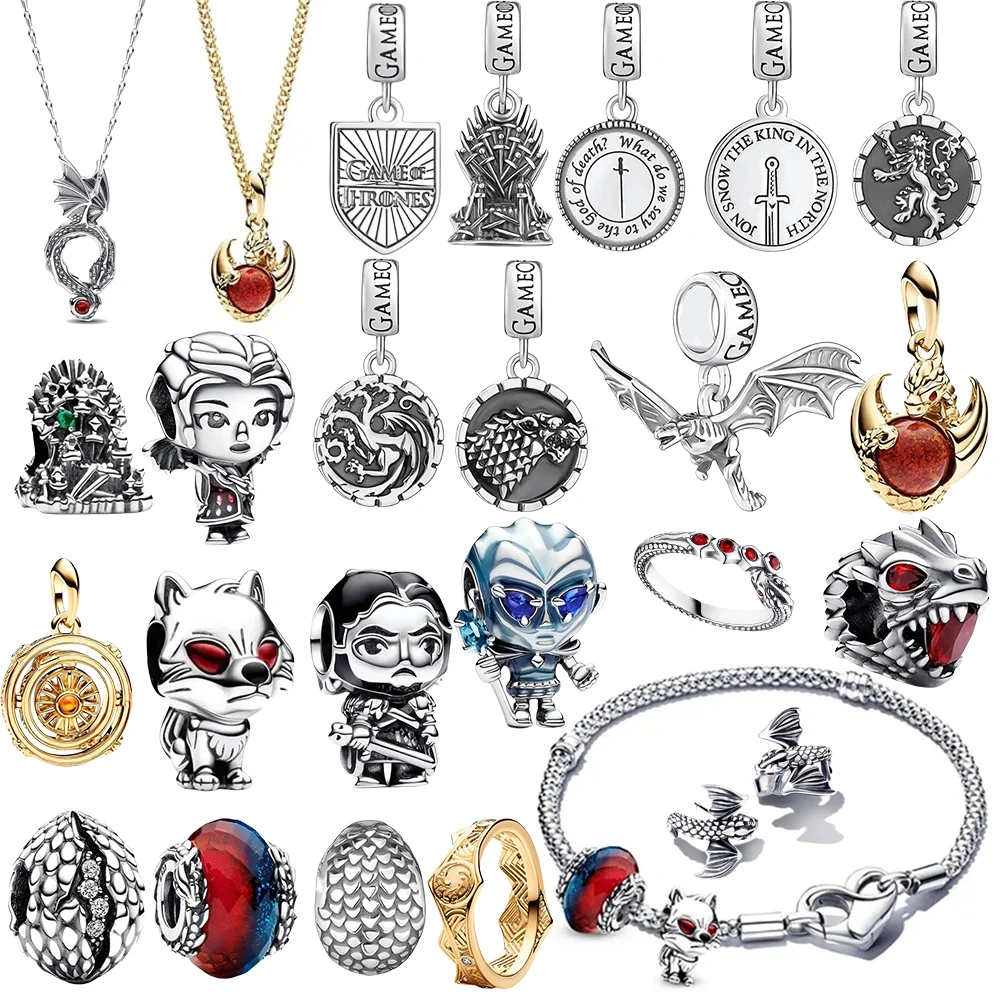 2024 New in Wolf Dragon Seat Series Ring Earrings Necklace Bead Fit Pendant Charm Bracelet 925 Silver Women Pendant Jewelry Gift