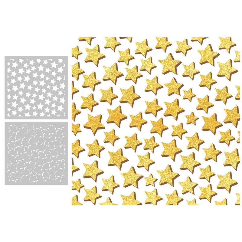 

2PCs Stars Universal Plastic Stencils Decor DIY Scrapbooking Supplies Stencil For Cards Albums Crafts Background