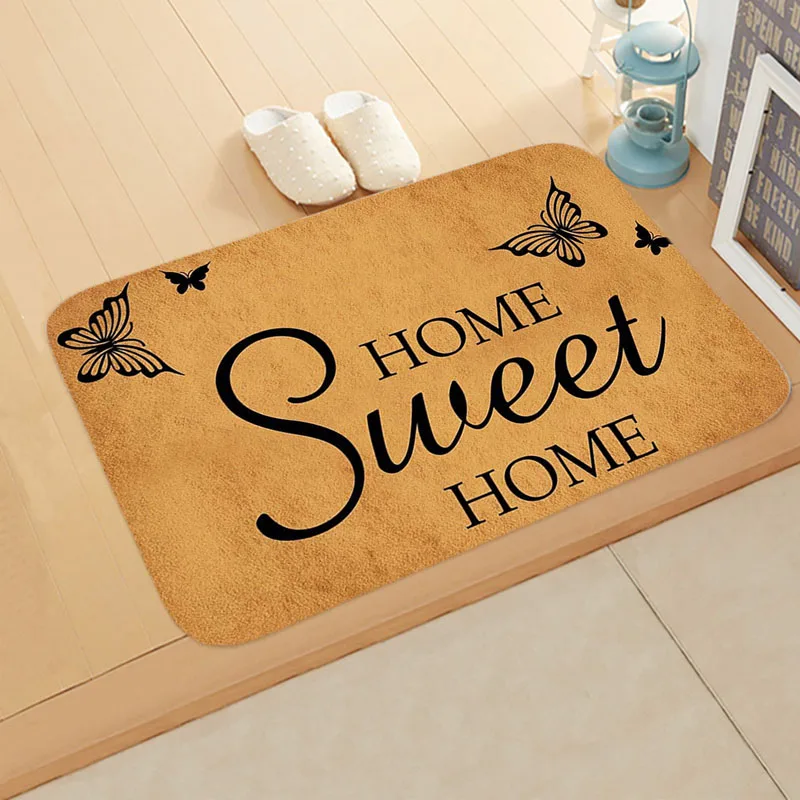 Welcome Doormat Welcome Letters Anti-Slip Door Mat Carpet Doormat Letters Flannel Outdoor Kitchen Living Room Floor Mat Rug