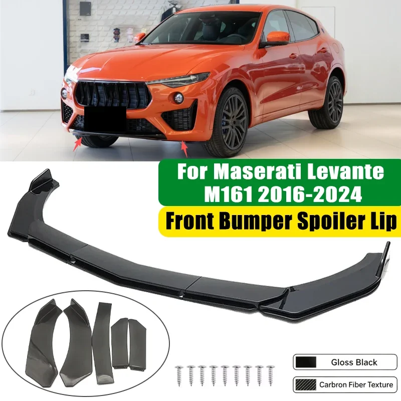 For Maserati Levante M161 2016-2024 5Pcs ABS Car Front Bumper Lip Spoiler Splitter Body Kit Canard Tuning Accessories