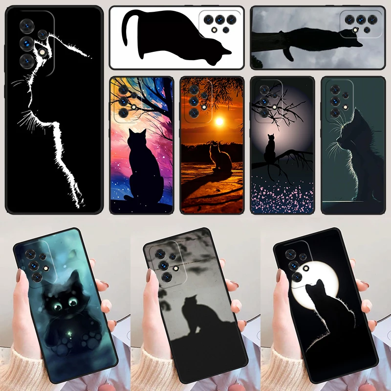 

Cat Shadow Silhouette Art For Samsung Galaxy A52 A72 A73 A20e A21S A50 A70 A11 A12 A42 A31 A40 A51 A71 A32 A80 Phone Case Cover