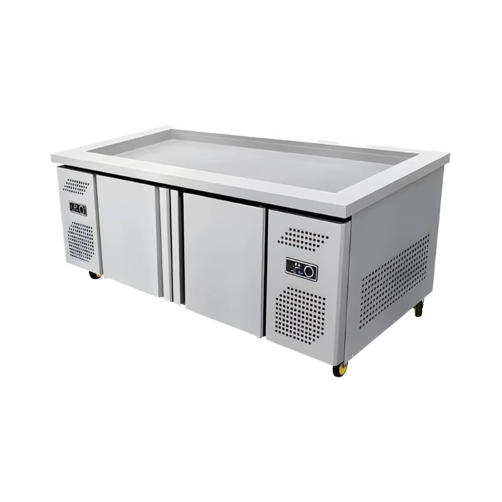 hp-Manufacturing New Type Stainless Steel Sliding Door Commercial Three-level Ladder Freezer