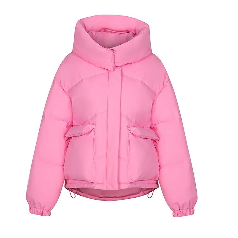 Women\'s Padded Jackets Winter New Candy Solid Color Fluffy Bread Suit Loose Cropped Hooded Padded Winter Coat