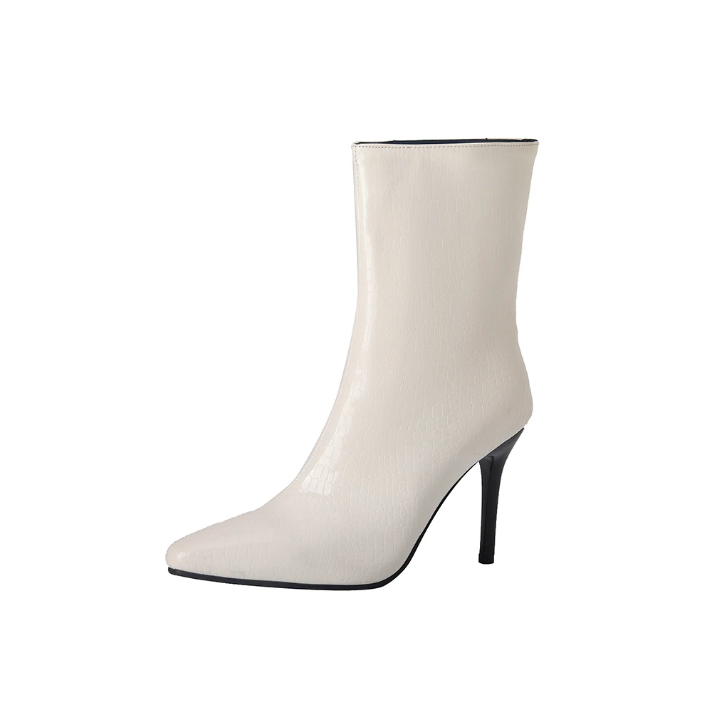  Winter Elegant Gold White Women Ankle Boots Sexy Pointed Toe High Thin Heel Lady Nude Shoes Plus Big Size 11 43 45 48 view 2