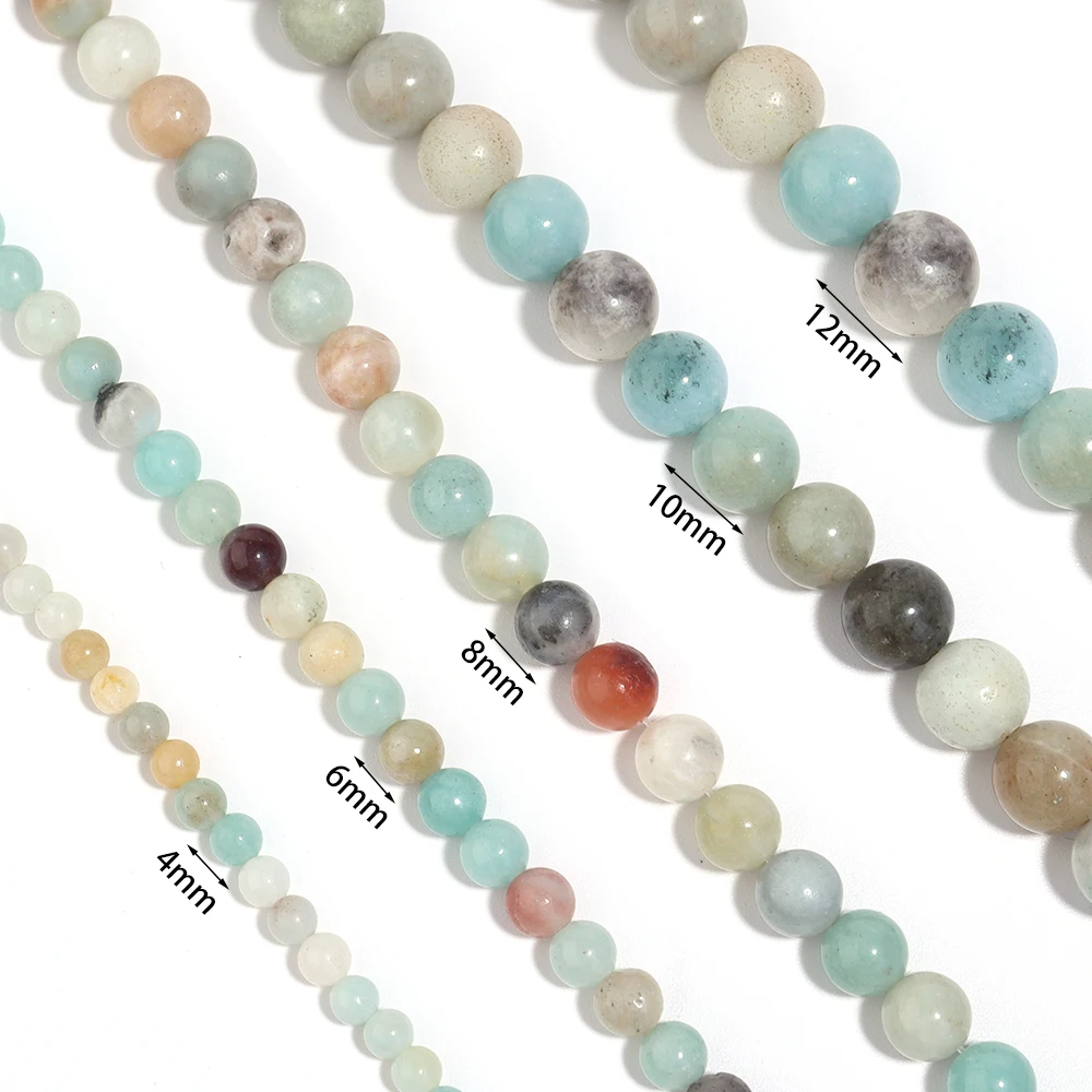 1 Strand Natural Amazonite Stone Beads Round Gem Loose Stone Bead for Jewelry Making DIY Charms Bracelet Necklace Accessories