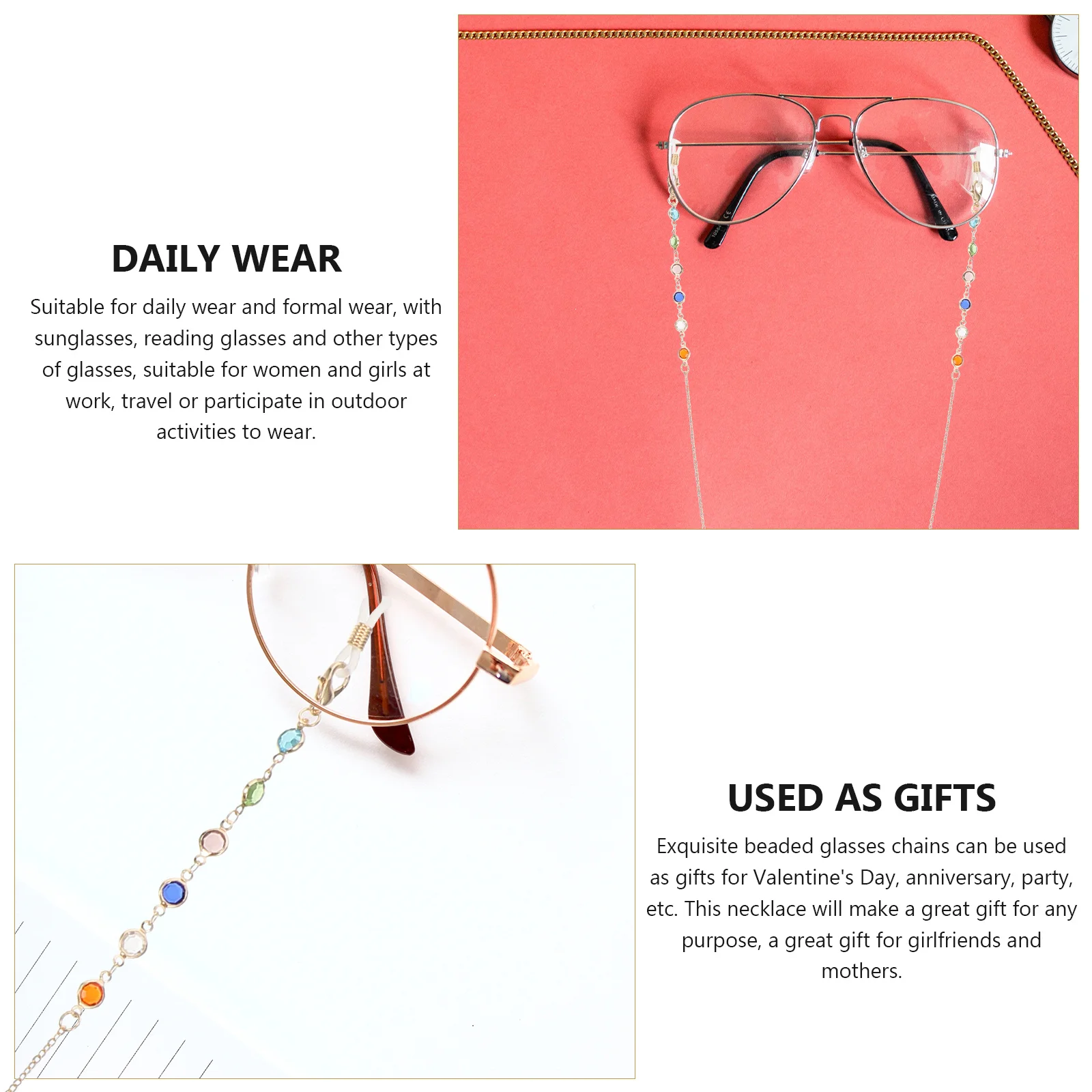 

1Pcs Glasses Chain Non-Slip Design Stylish Eyeglass Holder Lanyard for Sunglasses Presbyopic Glasses Universal Fixing Strap