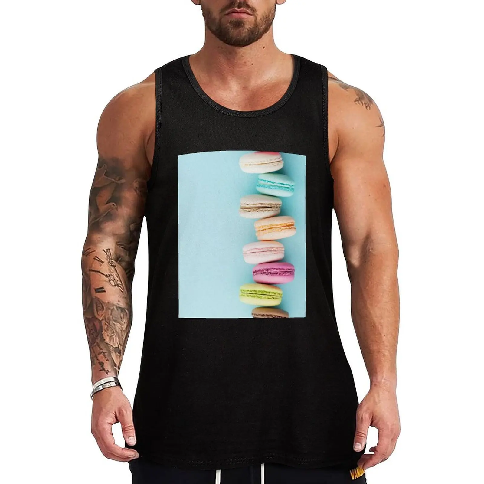 Pastel Rainbow Macaroons Tank Top Men gym sportswear gym clothing summer Men's tops basketball