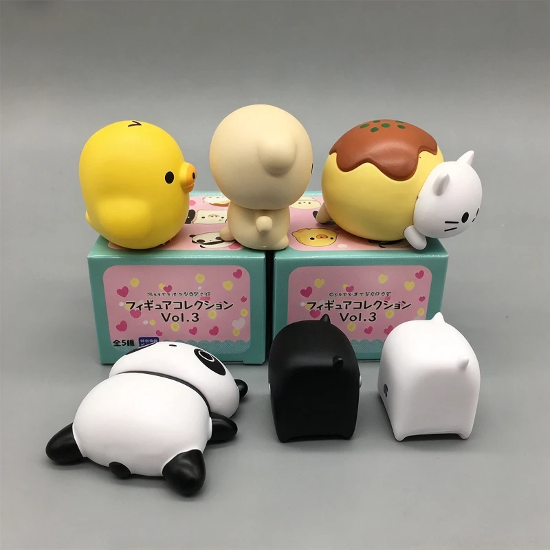 5pcs San-X All Stars Figure Set Vol.3 Rilakkuma Kiiroitori Monokuro Boo Kawaii Cartoon Figurine Desktop Ornament Model Toy Gifts