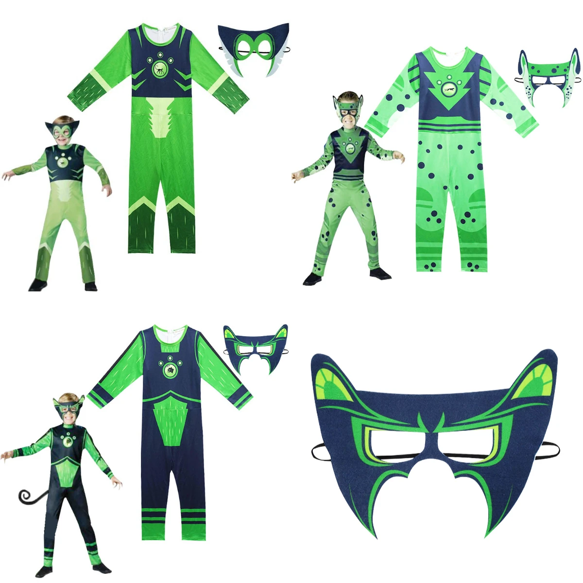 Kids Boys Anime Cartoon Animal Hero Long Sleeves Jumpsuit Outfit Halloween Cosplay Costume