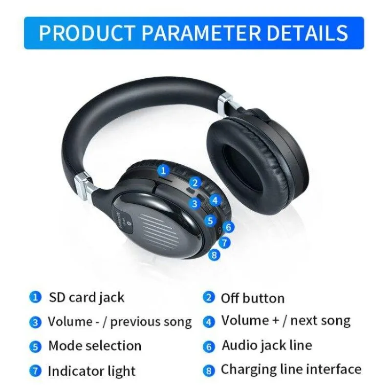 Head-mounted folding bluetooth headset wireless gaming luminous gaming headset with plug-in card 5.0 stereo RGB
