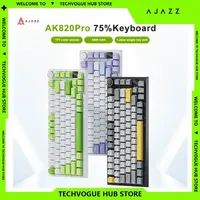 AJAZZ AK820 Pro Wireless Mechanical Keyboard 81Keys 3-Mode Multif Knob Gamer Keyboard RGB Hot Swap Customized Gaming Keyboard