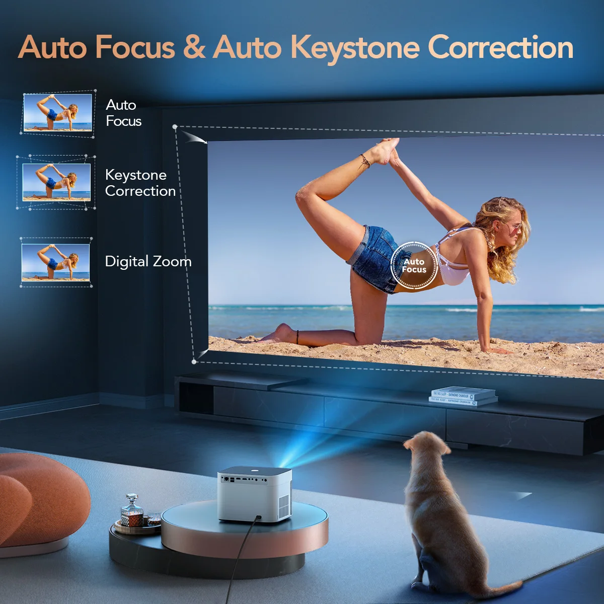 جهاز عرض منزلي U11 1080P مزود بنظام Android YOUTUBE 450 ANSI LUMEN WiFi 6 وBT Beamer Proyector