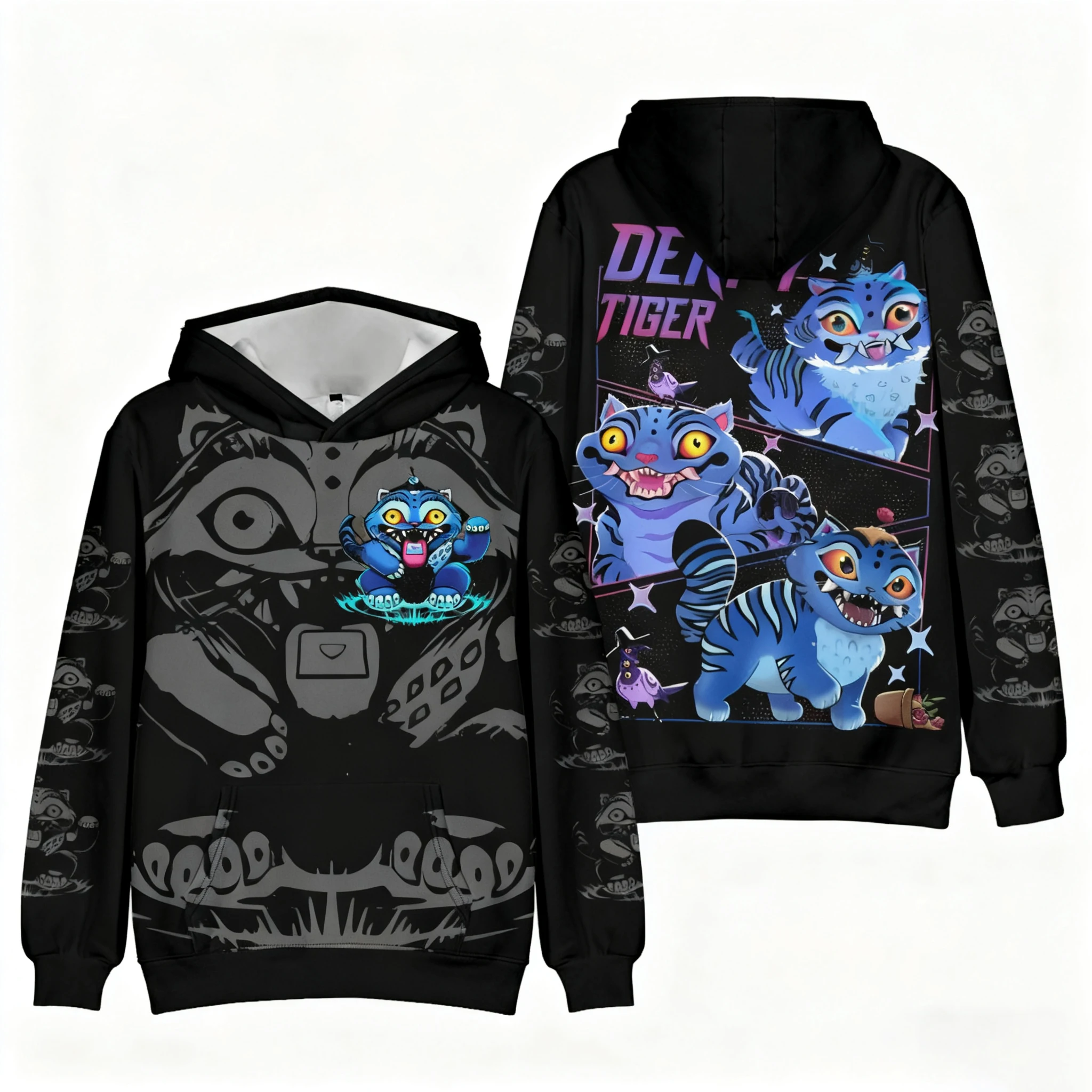 سترة بغطاء للرأس برسومات K POP Hunt The Witch، سويت شيرت عصري للجنسين والأطفال مطبوع، ضروري للنمط اليومي في الخريف والشتاء