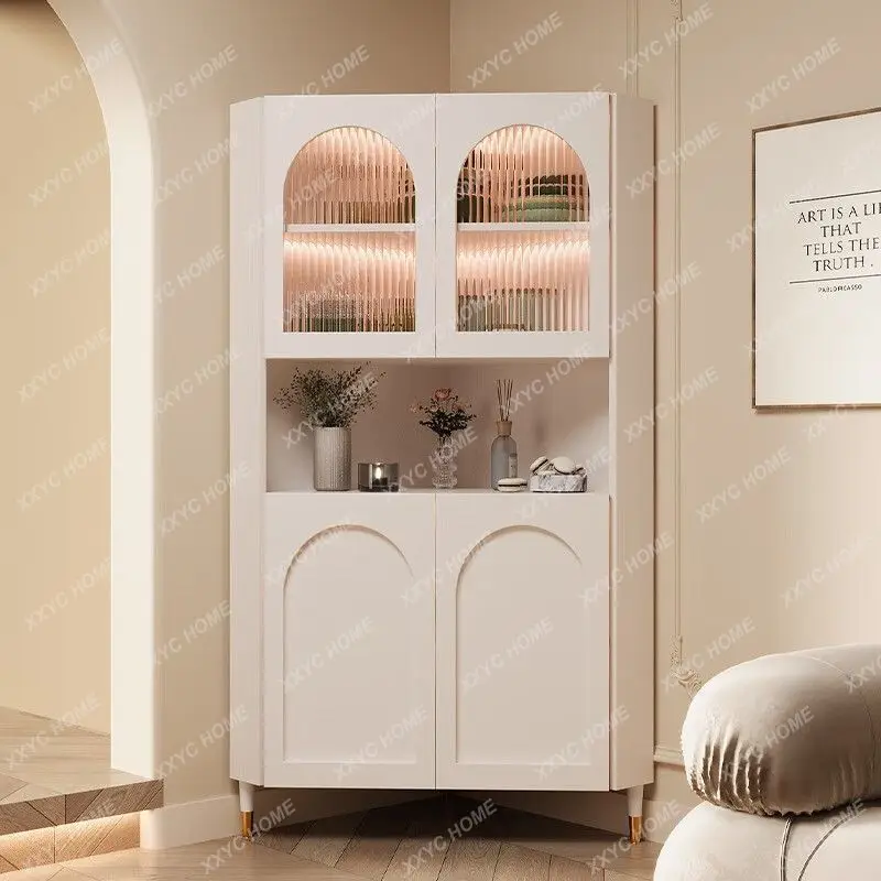 HGlight luxury  triangular cabinet solid wood living room against the wall wine cabinet display corner cabinet advanced sense