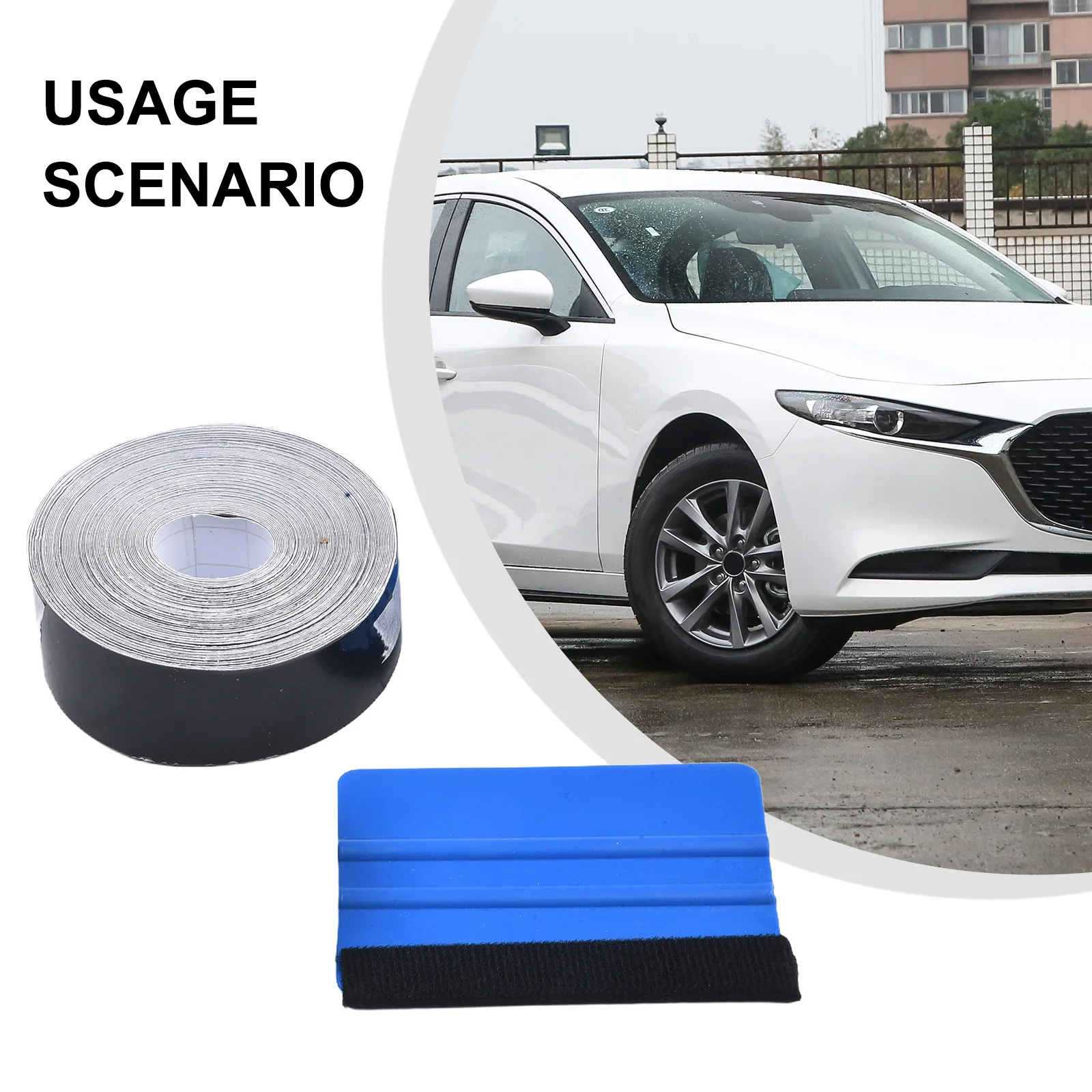 Car Vinyl Wrap Strip Tape Gloss Black Wrap Foil Kit Anti Scratch Window Door Protection Film 3/5cmX10M Car Accessories