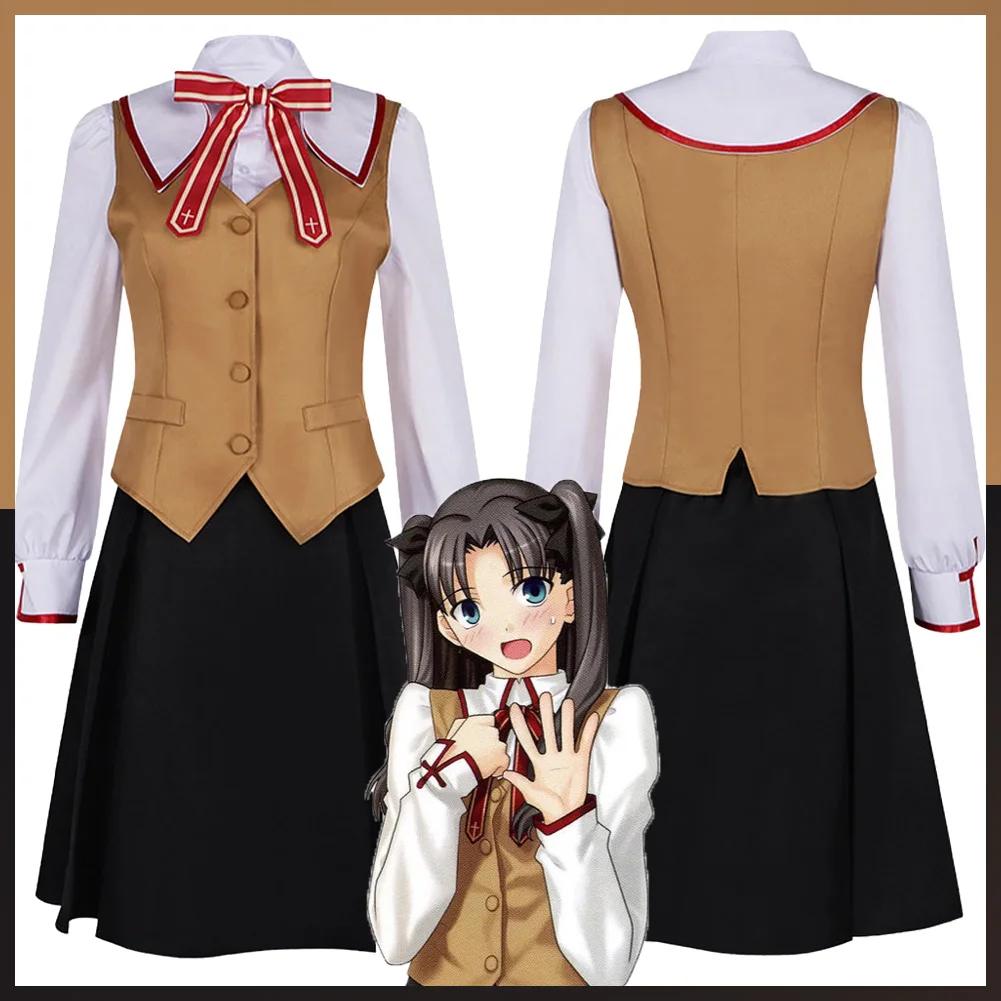 

Маскировка Тосака Рин, одежда для косплея, школьная форма, игровой костюм Stay Night of Fate, женский костюм для ролевых игр, нарядное платье, праздничная ткань