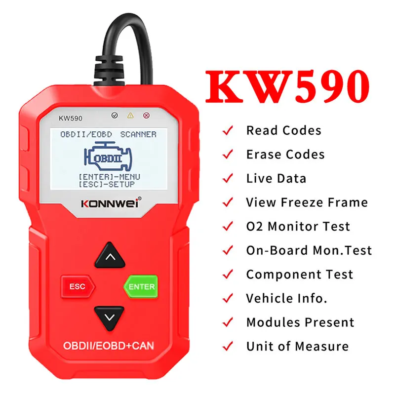 

KONNWEI KW590 OBD2 Car Code Reader automotive OBD Scanner Read Clear Fault Code 12V Lifetime Free Auto Scanner Diagnostic Tool