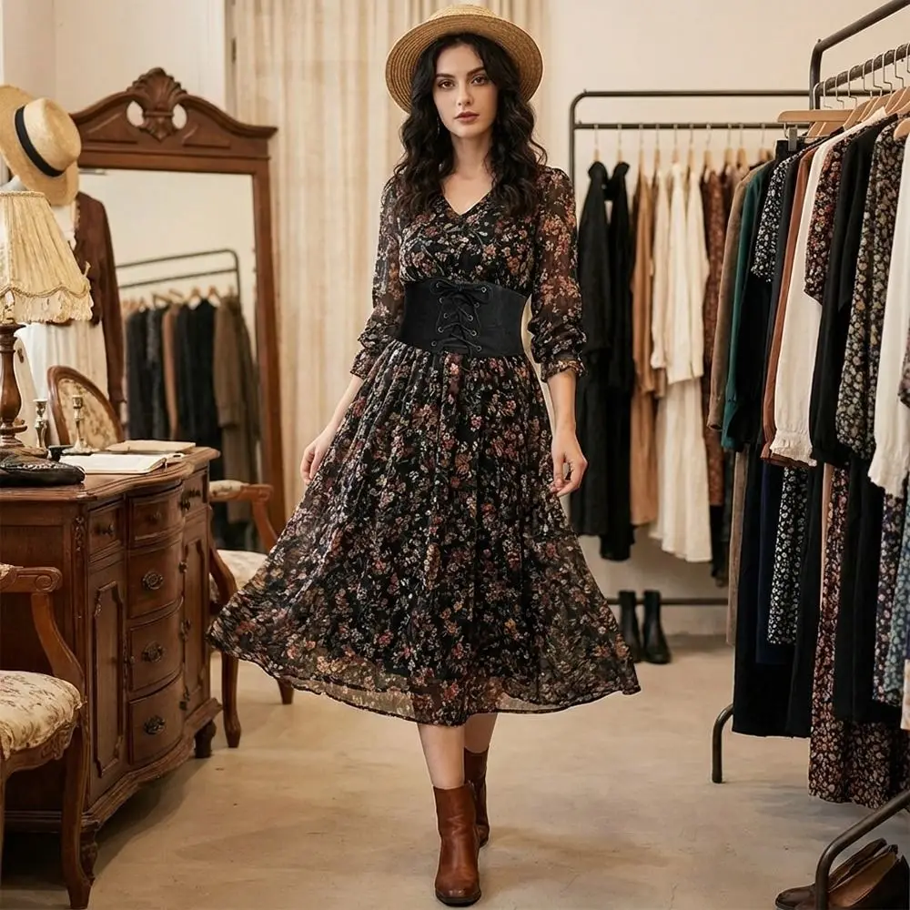 

Модные черные дизайнерские ремни с кружевной вышивкой, эластичные пояса-кумербанды в стиле ретро для женщин