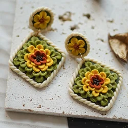 Unique Trendy Fashion Multi-Color Shapes Halloween Ghost Flower Polymer Clay Earrings for Women Delicate Holiday Accessory Gift