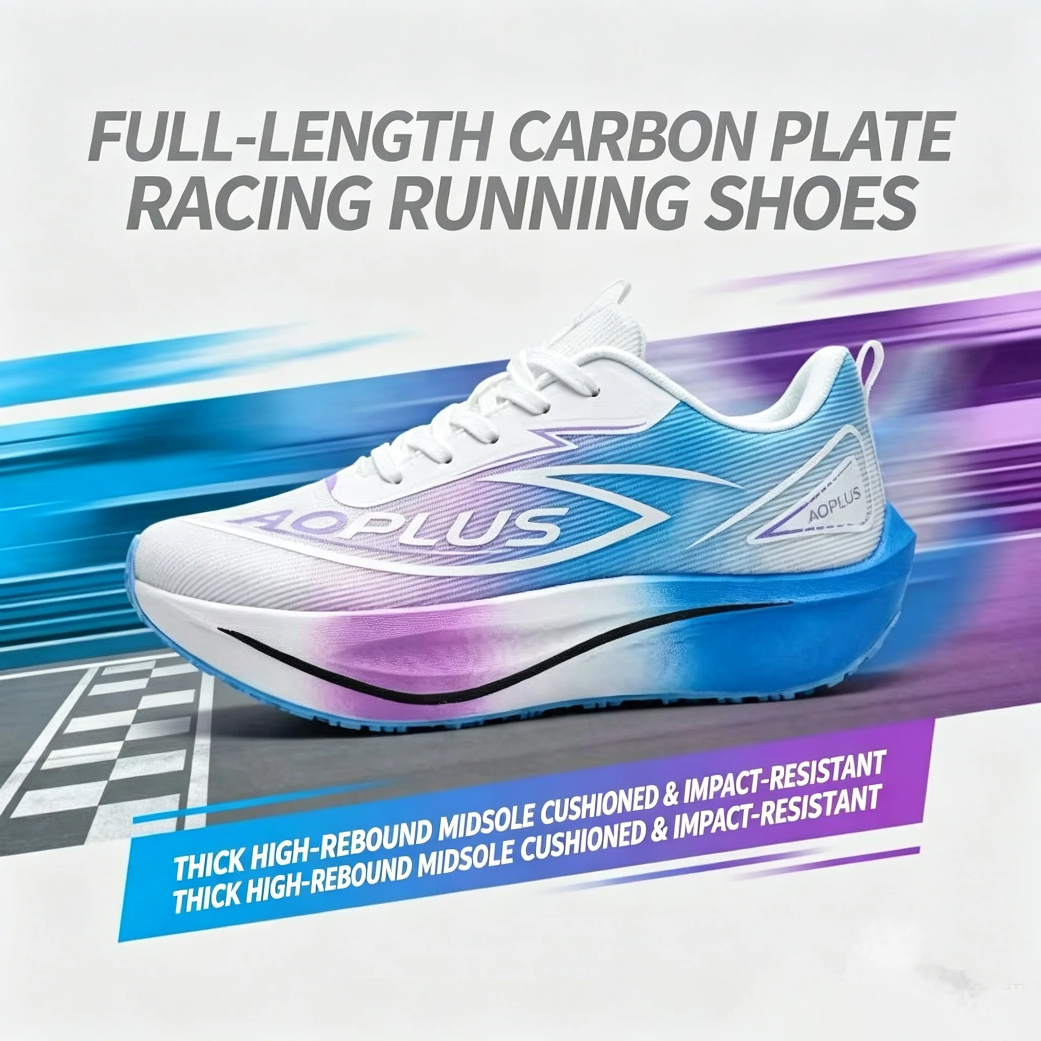 Full-Length Hollow Carbon Plate Running Sneakers, Responsive Forward Propulsion, Energy Rebound, Labor-Saving Athletic Shoes for