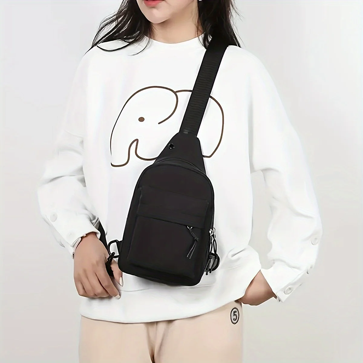 

Черная стильная нагрудная сумка с однотонной повседневной сумкой через плечо