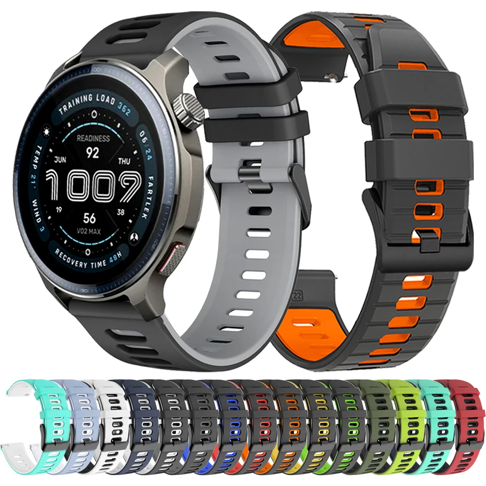 20 مللي متر/22 مللي متر سوار معصم من السيليكون ل AMAZFIT BALANCE 2/BIP 6 5UNITY استبدال سوار GTS/GTR 4 3 2 2e نشط 2 حزام الملحقات