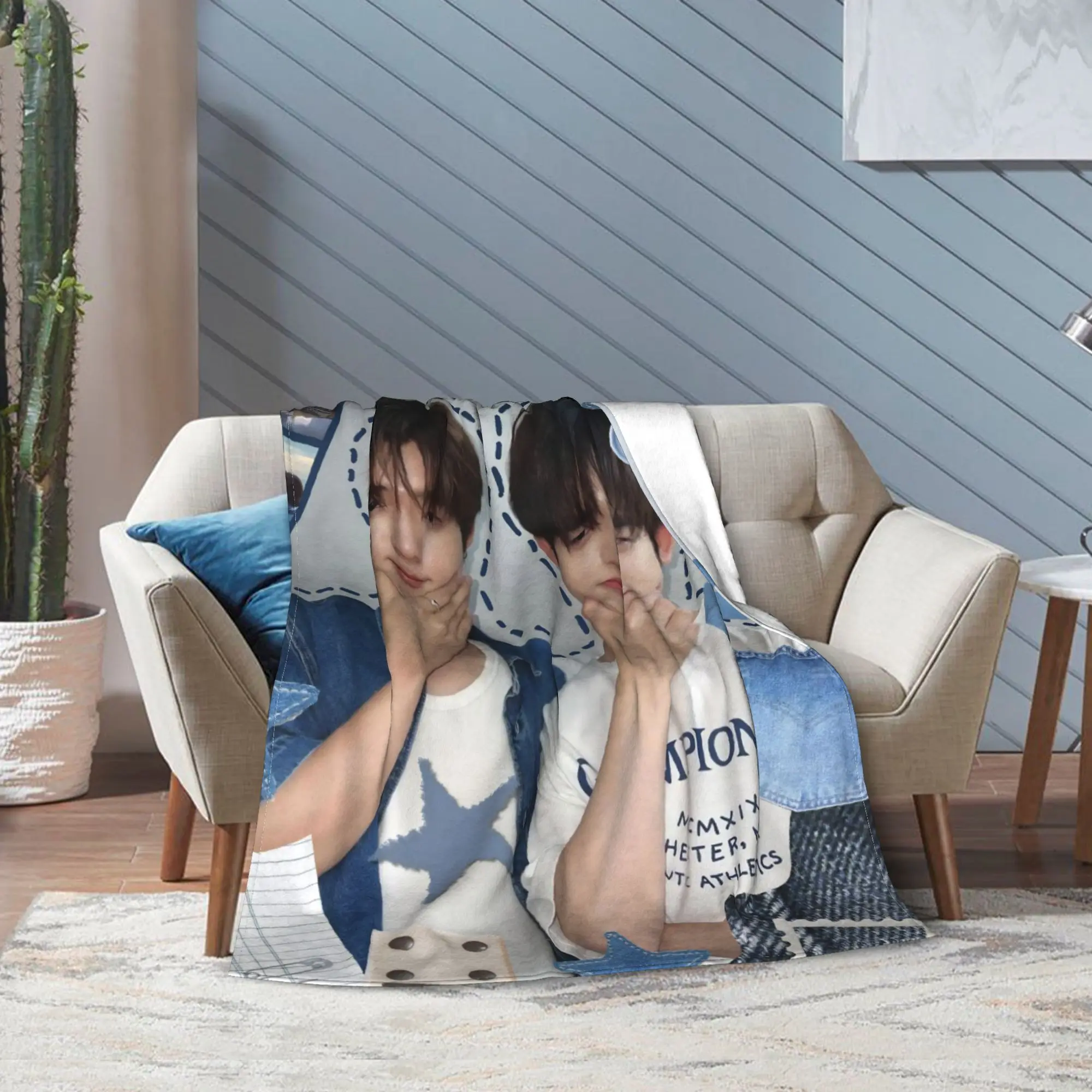 Qin Duang With You Thai BL Flannel Blanket TV Series Funny Bedding Throw Blankets for Home Soft Travel Portable Multifunction - view 4