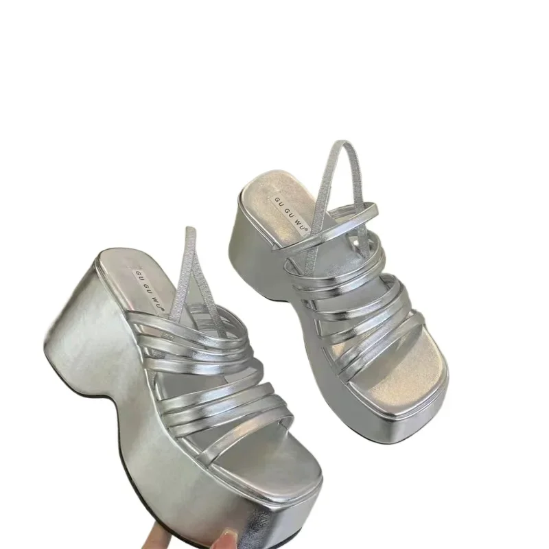 صندل بكعب مكتنز للنساء ، نعال بكعب عالي ، نعل سميك غير رسمي ، أسود ، حزام عصري جديد ، صيف #2