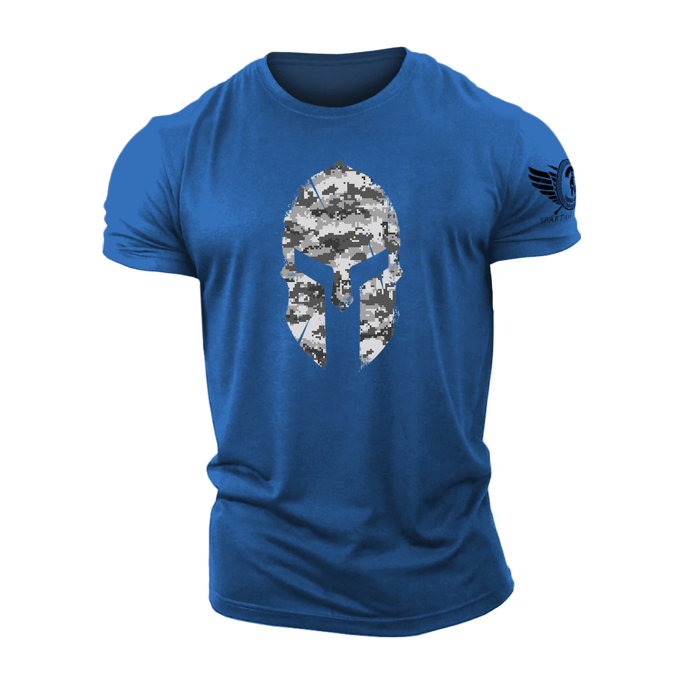 3D Printing Spartan Helmet Winter Camo - Spartan Forged - Gym T-Shirt High Quality Cotton Men\'s Short Sleeves Muscle Man T-Shirt