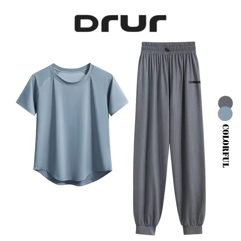 

DRUR комплект из 2 предметов для спортзала, женский спортивный костюм, спортивный костюм из 2 предметов, спортивная рубашка с короткими рукавами, комплекты брюк, спортивная одежда, одежда для бега