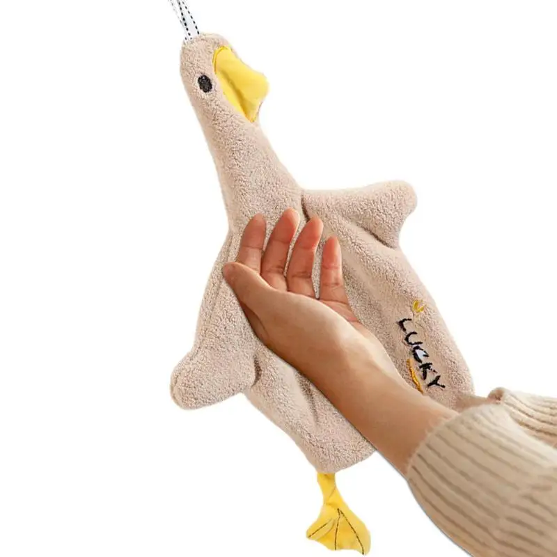 Duck Hand Towel Fast Drying Hanging Hand Towels Decorative Bathroom Dry Hand Towel With Lanyard Strong Water Absorption