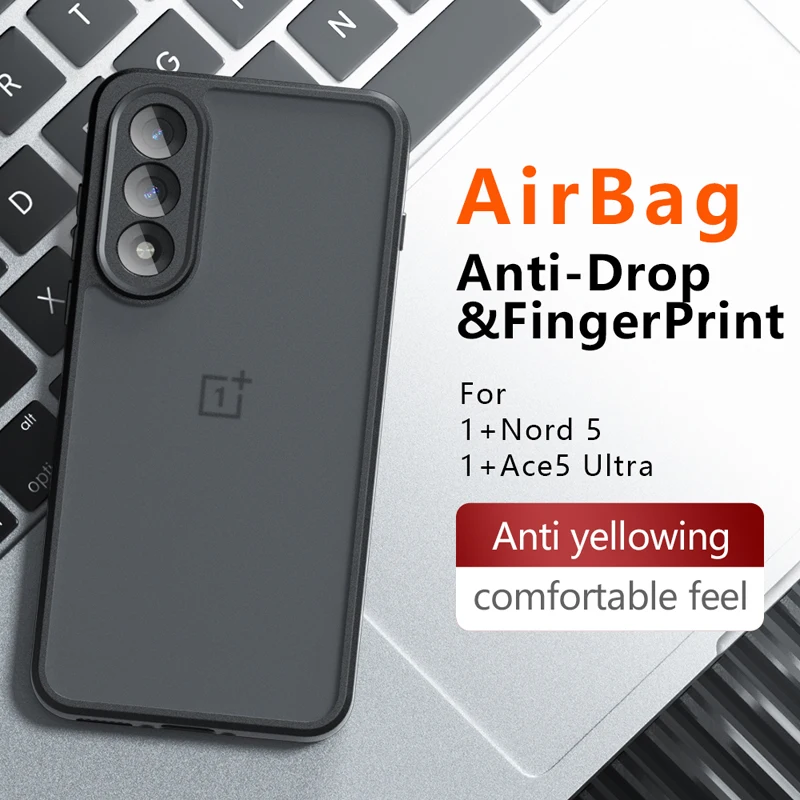 For OnePlus Ace 5 Ultra Nord 5 Case Shockproof Frosted Skin Feel Matte PC+TPU Anti-fingerprint Transparent Cover