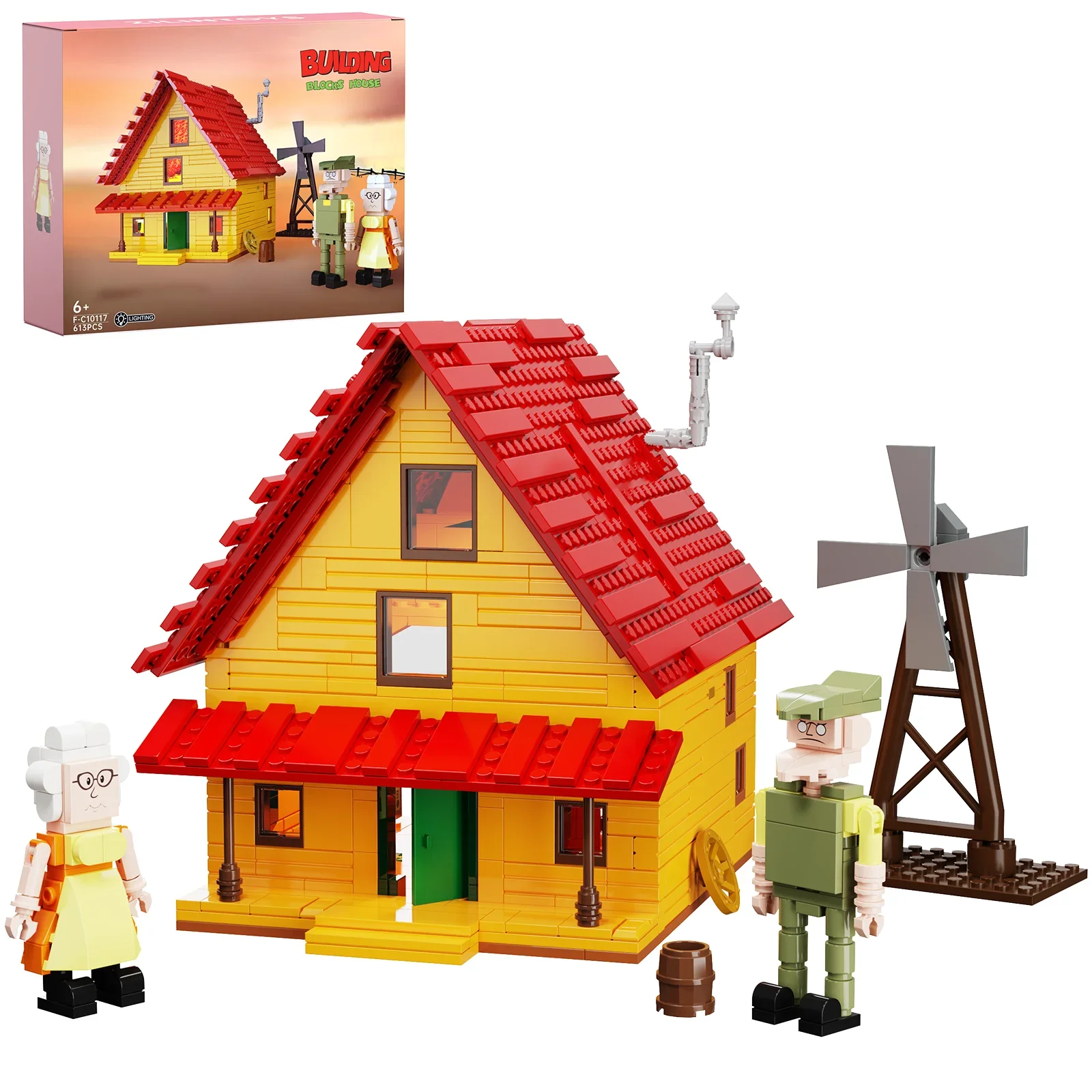 MOC Courage Cowardlys Dog's House Building Block Set Window Wall Idea Farm Windmill Cottage Model Toy for Children Gifts