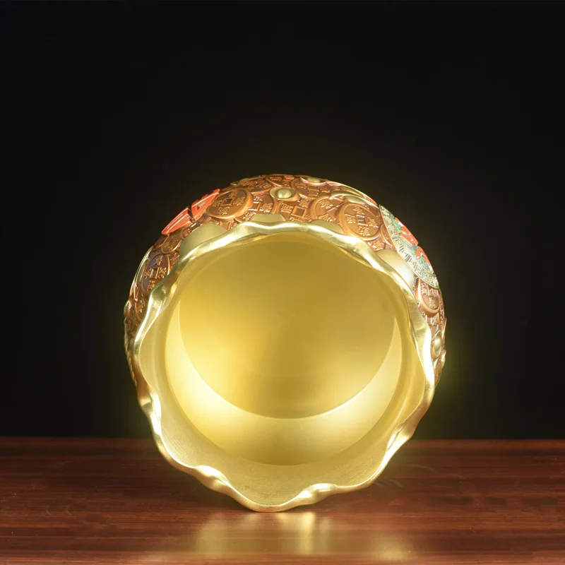 Pure Brass Hundred Fortune Bag Treasure Bowl Money Bag Ornament Living Room Shop Office Home Decor Craft Gift