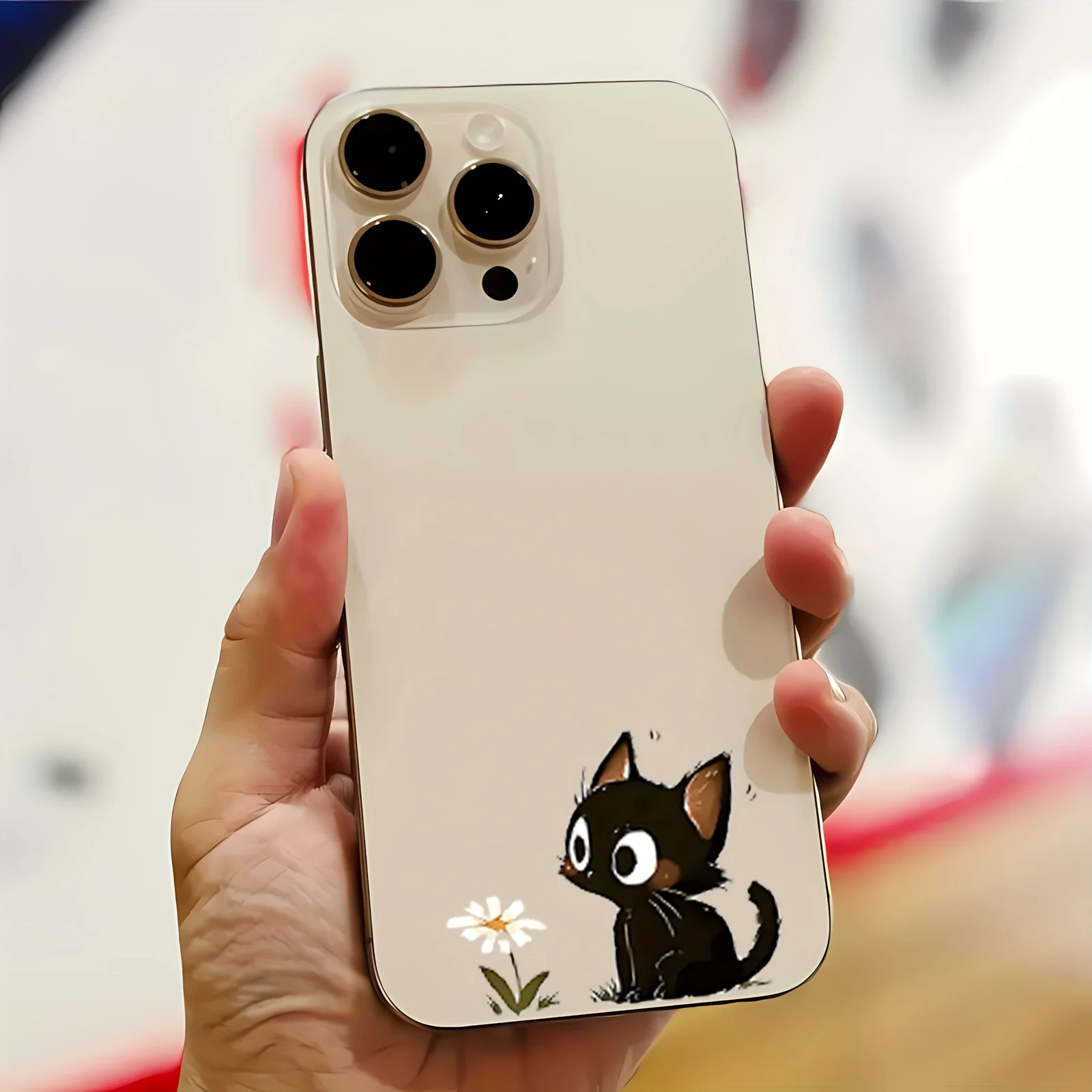 

4PCS/SET Cute Black Cat with Daisy Waterproof Stickers Vinyl Decals for Car Laptop Phone Case Decor