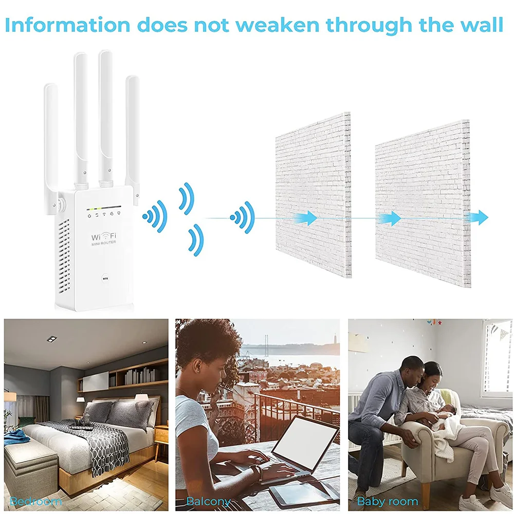 듀얼 밴드 2.4/5G WiFi 범위 확장기 무선 인터넷 부스터 커버 최대 5000 sq.ft 및 35 장치 길이 1200Mbps 신호 증폭기