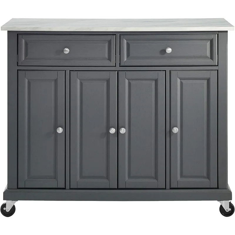 Rolling Storage Cart Kitchen Island Shelves,Microwave Stand,Coffee Bar,Two Large Smooth-glide Drawers Large Capacity Cabinets