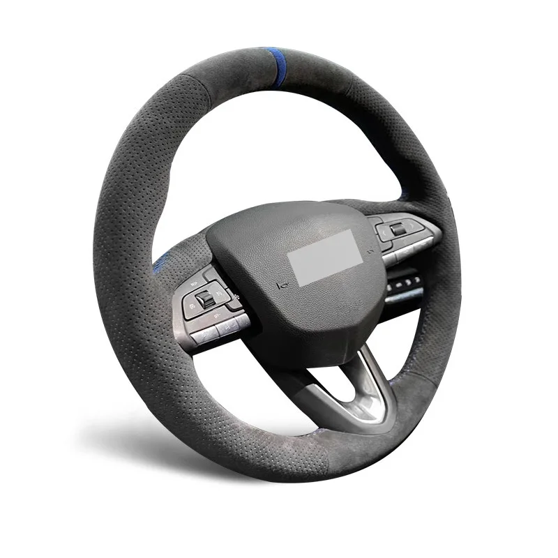 Genuine Leather Suede Steering Wheel Cover Blue Thread Car Accessoires Specifically for Cadillac CT5 XT5 XT4 ATSL CT6 XT6 CT4