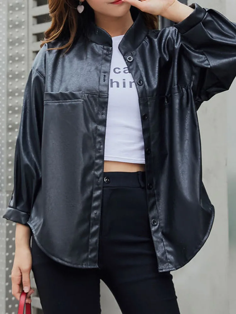 Chaqueta de cuero negra Harajuku para mujer, ropa de calle coreana, chaqueta fina de Moto con bolsillo para mujer, abrigo de motorista elegante, 2022