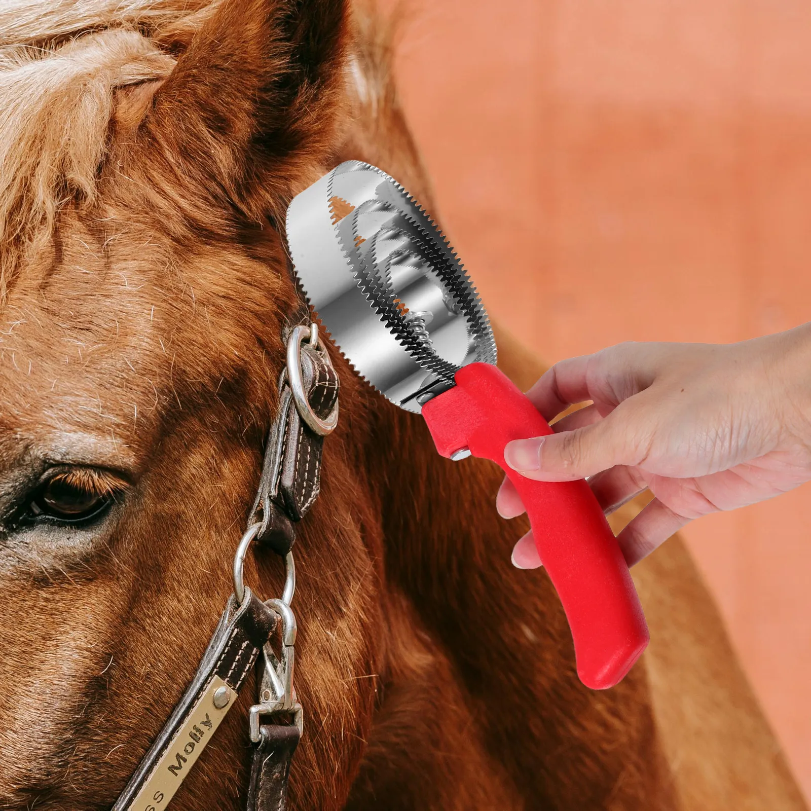 2pcs-stainless-steel-reversible-curry-comb-for-horse-cow-dog-sheep-goat-grooming-ergonomic-comfort-grip-mud-hair-removal-double