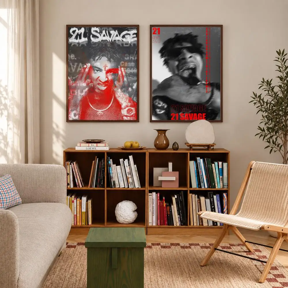 Popular American Rapper 21 Savage Poster Self‑Adhesive Waterproof Wall Art Home Decor
