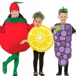 2026 Unisex Girl Red Tomato Yellow Lemon Cosplay World Book Day Outfit Boy Purple Grape Costume Child Fruit Halloween Dress Up