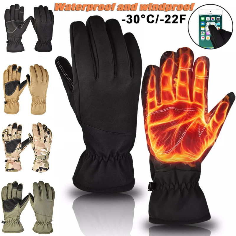 

Winter Mens Womens Fleece Warm Gloves Outdoor Sports Waterproof Antiskid Touch Screen Tactical Gloves Ski Gloves Unisex