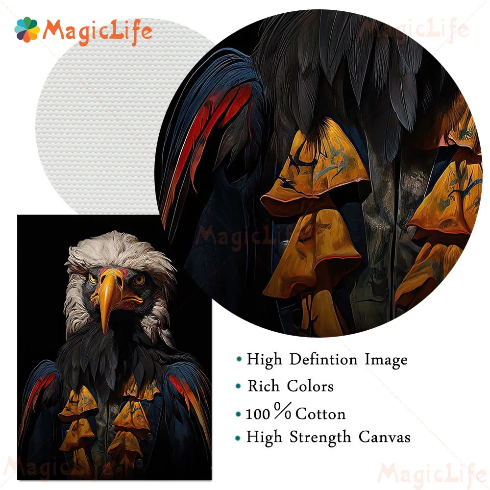 Eagle Gothic Renaissance Portrait Posters Wall Pictures For Living Room Vintage Poster Wall Art Canvas Painting Unframed