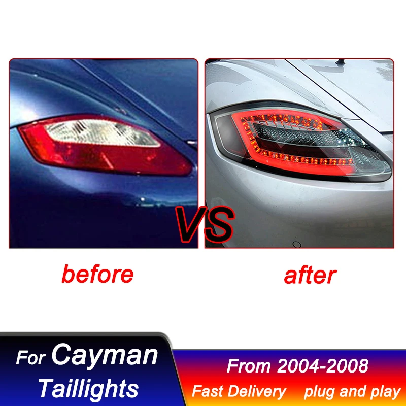 Car Taillights For Porsche Cayman 987 987.1 2004-2008 to new Style led Rear LED DRL Turn Signal Lamp Assembly Brake Reverse Fog