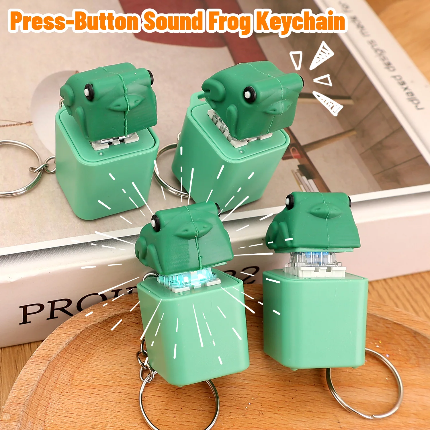 مضحك كروكينج الضفدع المفاتيح الإبداعية الضفدع لوحة المفاتيح تململ انقر الضفدع الصوت المفاتيح مع ضوء LED لسلاسل المفاتيح الإغاثة الإجهاد