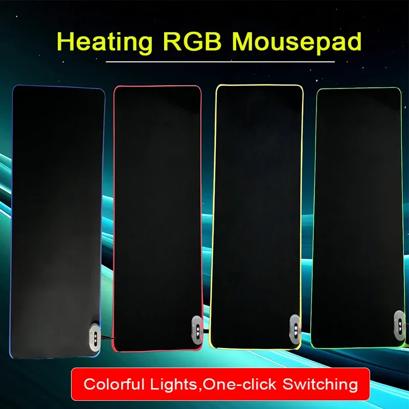 LED Light Mousepad RGB Keyboard Cover Desk-mat Surface Waterproof Mouse Pad Electric Heating Computer Gamer Esports Mouse Pad